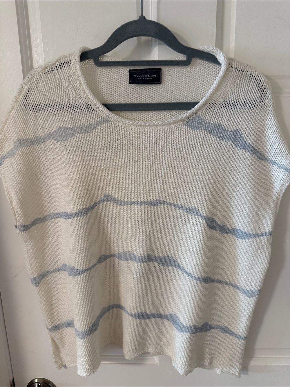 Wooden Ships Striped Knit Open Weave Oversized Beach Pullover Sweater XS/S
